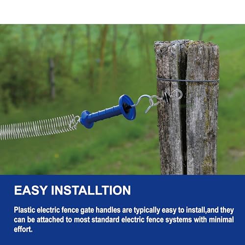 5 Pack Electric Fence Insulated Plastic gate Handle with Internal Spring and Double Ring end, Blue，for Electric Fence Gate Livestock Fence Agricultural Fencing and Pasture - style: PK5,Plastic Gate Handle,Blue