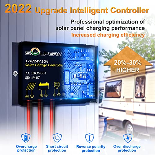 Solar Panel Kit 30W 12V Solar Battery Trickle Charger Maintainer | 10A PWM Charge Controller + Adjustable Mount Bracket for Boat Car RV Motorcycle Marine Automotive Waterproof Trickle Charging - size: 30W PWM+Load Kit