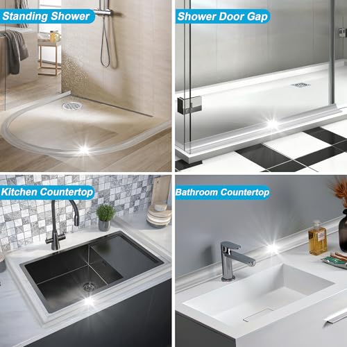 39Inch Shower Threshold Water Dam, Self-Adhesive Silicone Shower Barrier Water Stopper Shower Door Bottom Seal Strip Shower Splash Guard for Bathroom Kitchen Bathtub - color: Transparent, style: 39 inch