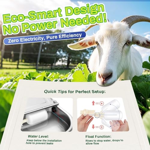 Automatic Animal Drinking Water Bowl with Float Valve, Standard Pipe,3L Stainless Steel Waterer Feeder Farm Dog Dispenser Kit Self Filling for Livestock Horse Goat Water Trough - size: Standard Setup (Essential)