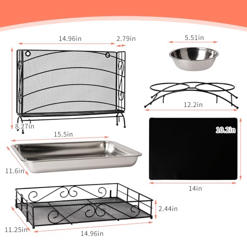 3 in 1 Rabbit Hay Feeder with Litter Box, Rabbit Feeder for Cages | Large Capacity Rabbit Feeder with 2 Stainless Steel Bowls, Litter Box for Guinea Pig Chinchilla Bunny Other Small Animals