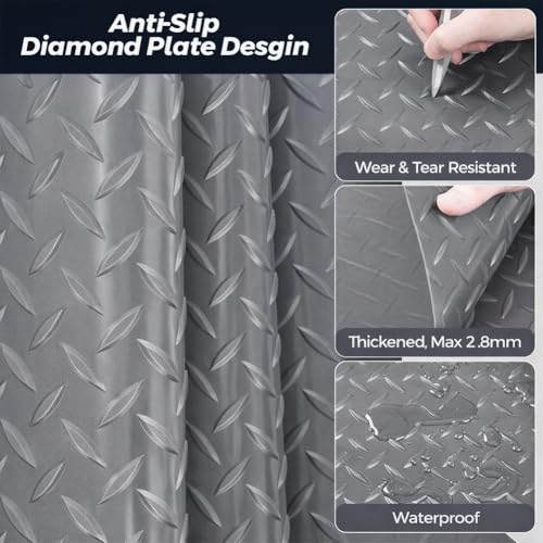 Petgrow 2.8mm Thickened Garage Floor Mat, Custom Size Parking Mat | Non-Slip PVC Floor Protector for Under Car,Golf Cart,Rubber Motorcycle Mat, Large SUVs,MPV, Pickup Truck,Gray - size: 4FT X 10FT