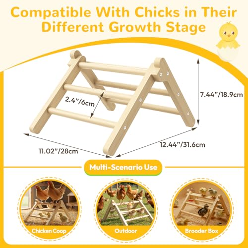 Chick Perch Foldable, Chick Toys Stable & No Assemble | Baby Chick Toys for Stand Training, 12.44" ×11.02" ×7.44" Chick Roosting Perch for Chicks Brooder | Coop (L) - size: 12.44" ×11.02" ×7.44"