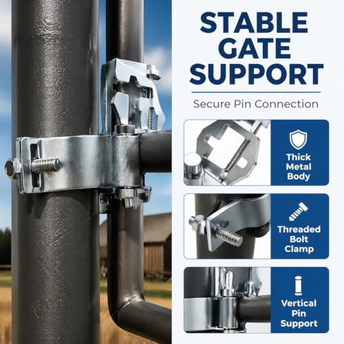 2-Pack 1-3/8" T-Post Gate Hinge Kit,Heavy Duty Galvanized Steel Chain Link Fence Gate Hinge Pins,200° Swing for Farm, Garden, Backyard Gate