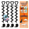 Eurmax USA 4 Pack Heavy Duty Ground Stakes,Industrial Grade Spiral Steel Screw-in Trampoline Anchors with 4 Reinforced Straps,High Wind Stabilizing Kit for Dog Tie-Out,Canopies,Sheds,Swing Sets,Black - color: Black, style: Triangle Head Pro