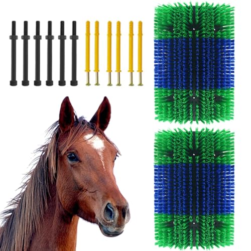 2PCS Livestock Scratching Brush,Extra Large Size Livestock Scratching Brush, Massage Grooming Kit for Cattle, Sheep, Pig, Animal Back Scratching & Itch Relief, Blue-Green - color: Blue-Green