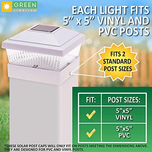 GreenLighting Classic Solar Post Cap Lights - Fits 5x5 PVC/Vinyl Outdoor Solar Powered Post Cap Light, Fence, Deck, Garden - Bright LED, Waterproof White 8 Pack - color: White Classic, size: 8 Pack