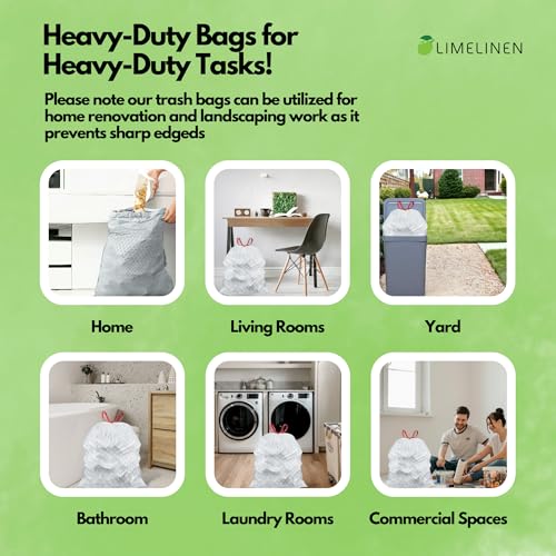 Mighty Flex 13 Gallon Trash Bags Drawstring, 600ct Heavy-Duty Large Garbage Bags, Ultra-Flexible, Leak and Odor-Resistant Plastic Garbage Bags for Home and Commercial Use, Unscented (White) - size: 1 Count (Pack of 600)