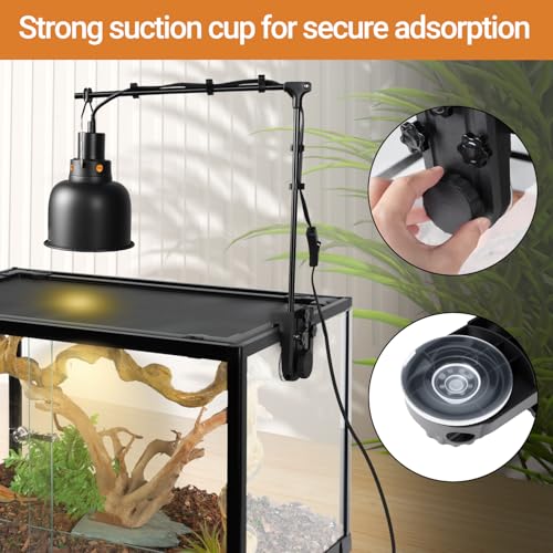 REPTI ZOO Dual Reptile Lamp Stand, Reptile Light Stand with Two Flexible Brackets, Height Adjustable (13.4 inch to 18.5 inch) for Hanging Heat Lamp Holder and Light Fixture