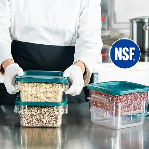 CURTA 8-Pack 2 Qt NSF Clear Polycarbonate Food Storage Containers with Green Lids - Square, Commercial-Grade, Freezer & Dishwasher Safe, Stackable - color: 2.0 Qt 8-Pack(Green Lids)
