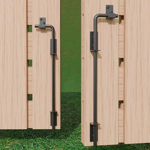 24" Heavy Duty Cane Bolt Gate Drop Rod with Black Finish-Steel Gate Ground Latch Designed for Wood Metal Vinyl Gates or Double Doors Fence Applications-2 Pack - size: 24 Inch-2 Pack
