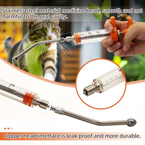 2Pcs Reusable Goat Drench Syringe with 2 Detachable Metal Drench Nozzles | Adjustable Dosage Drench Gun for Sheep, Pig, Cattle, Dog, Cat, Goat Feeding,Livestock Supplies 10ml and 20ml