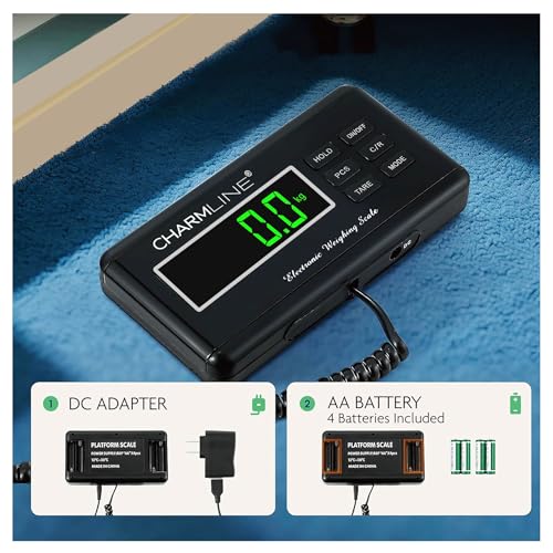 Charmline 1100lbs x 0.2lbs High Accuracy Digital Postal Scale with 41x21 in Large Stainless Steel Platform, Heavy Duty Scale for Dog, Pig, Goat Sheep, Battery & AC Adapter Powered, Slip-Resistant - size: 41x21 in