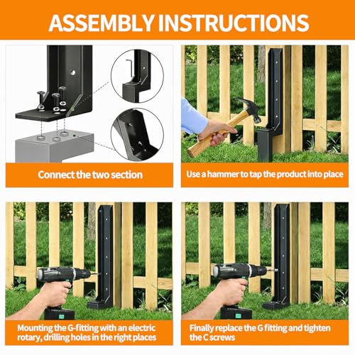 5 Pack Fence Post Repair Kit, Heavy Duty Steel Post Repair Stakes for Broken or Leaning Wooden Fence Posts, Support Brackets for 4x4 and 6x6 Posts