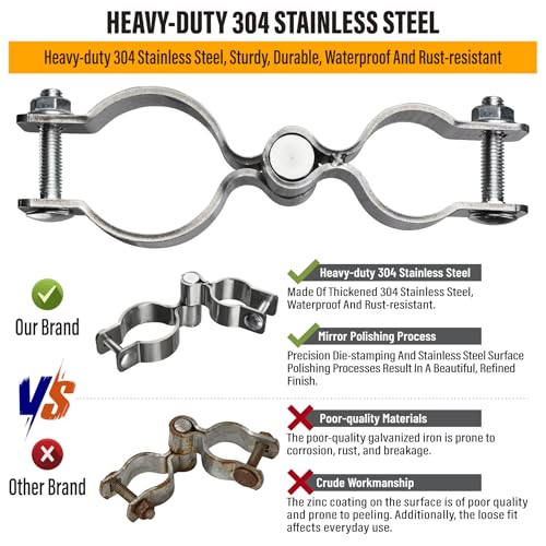 2 Pack 1-7/8" x 1-3/8" Chain Link Fence Gate Hinge, 304 Stainless Steel Heavy Duty Male Female Post Hinges with Bolts and Nuts - color: 1-7/8", size: 1-3/8"