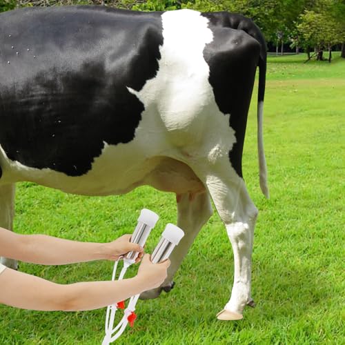 3L Portable Milking Machine for Goats and Cows, Electric Vacuum Pulsator with Adjustable Pressure, Stainless Steel Bucket with Auto Stop Check Valve Cow Milker Machine for Farm - size: 3L