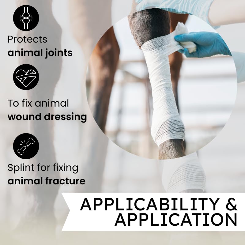4" Cohesive Flexible Bandage Wrap – White - 8 Pack | Self-Adherent Vet Tape for Animal Use | Breathable, Easy Tear, No Clips Required | Ideal for Horses, Dogs, Livestock, Pets - color: White