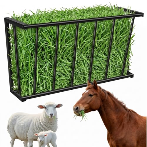 20'' Metal Wall Mount Hay Feeder, 15 Gallon Livestock Feeder | for Goats Horses Cattle, Indoor/Outdoor Hay Rack Blanket Holder