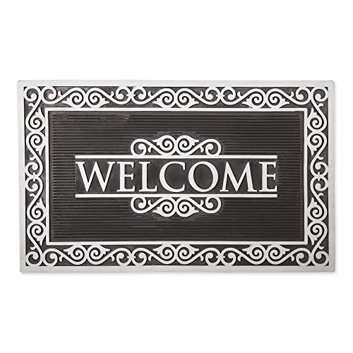 DII Rubber Doormats Collection All Weather, 18x30, Silver Welcome Scroll - color: Silver Welcome Scroll, size: 1'6" x 2'6" (Rectangular)