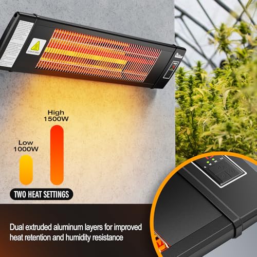 DR. INFRARED HEATER Portable Infrared Indoor and Outdoor Space Heater for Patio, Garage, Commercial & Residential With Remote Control, With Thermostat, Black - size: 34.6 Inches