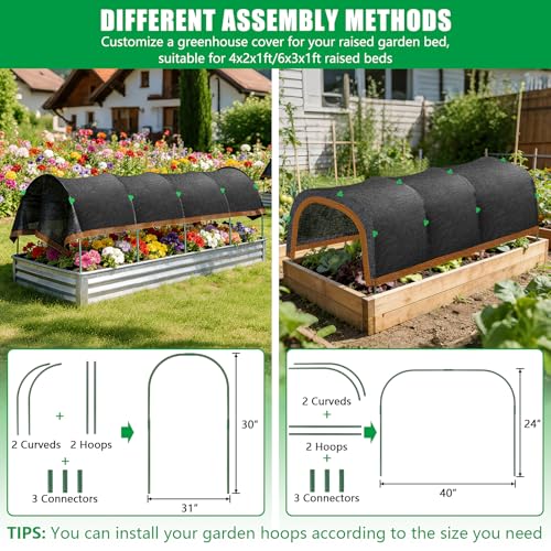 79"x40" Upgraded Garden Shade Kit, 75% Garden Shade Cloth with 11mm Hoops | Garden Sun Shade Cloth for Plants Heat Protection, Raised Garden Bed Shade Cover Plant Sun Shade for Outdoor Plant Vegetable - size: 79"x40" Shade Cloth with Hoops-1 Pack