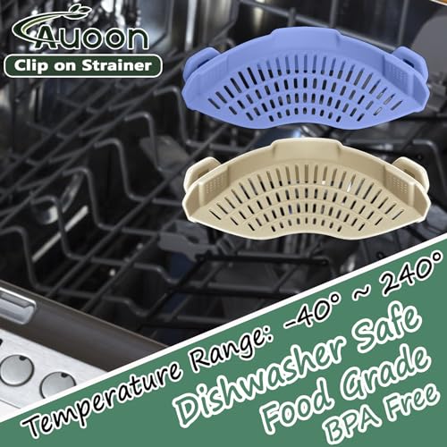 AUOON Clip On Pot Strainer Silicone, Standard 8.86 x 3.55in, Blue Velvet | BPA-free, Fits All Pots Pans Bowls, Dishwasher Safe, for Pasta Noodles Vegetable Fruits, Space-saving Kitchen Gadget - color: Blue Velvet, size: Standard 8.86 x 3.55 in