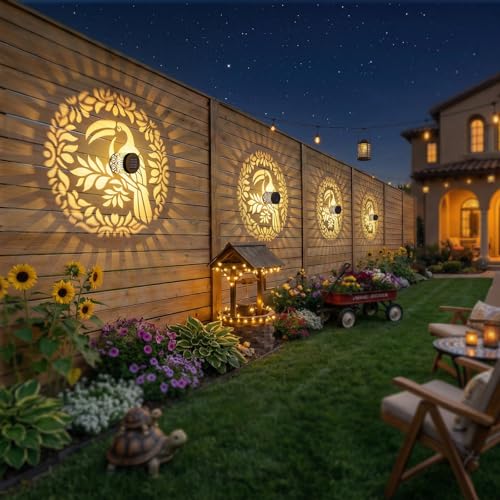 Gardsee Solar Fence Lights Outdoor 2 Pack Deck Step Wall Lights Butterfly Metal Waterproof LED Warm Yellow Light for Garden Post Patio Backyard Yard Decor (Black 6) - style: black 6