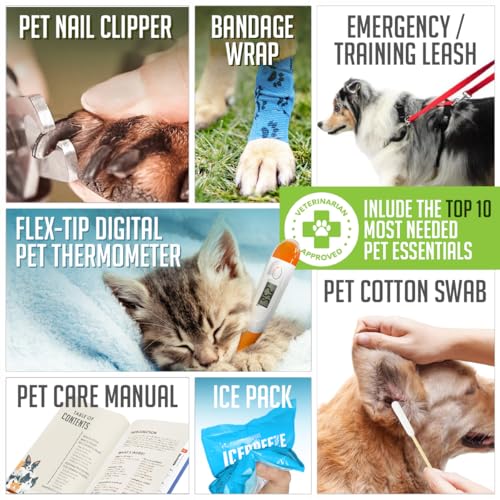 EVERLIT Pet Medic First Aid Kit | 95 Pcs Vet-Approved Medical, Outdoor & Emergency Supplies for Dogs, Cats, Animal Care | Travel-Friendly Compact Bag for Home, Car and Travel (Raven Black) - color: Clear