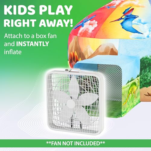 W&O Dinosaur Inflatable Fort with LED Lights - Fan Not Included | Dino Aerodome with LED Lights, Fan-Powered Design, Easy Entry/Exit & Dinosaur Adventure Play. Great Gift, Ages 3-12 - color: Dino Aerodome