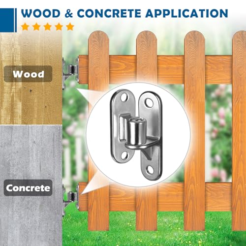 Gate Hinges Heavy Duty Gate Hinges, 4Pack(8Pcs) SUS304 Wall Mount Gate Hinge for Wooden or Concrete Fence with 5/8'', Capacity Up to 600LBS(Not Screws) for Wooden Fences and Farm Gates - color: 4Pack(8pcs) without screws