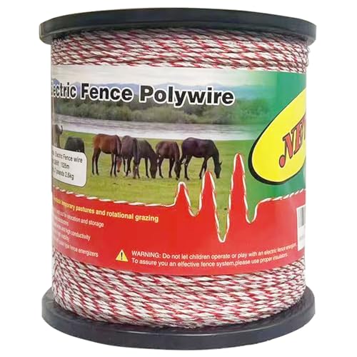 Fence Rope,Upgraded Electric Fence Polywire,6 Stainless Steel Strands for Reliable Conductivity and Rust Resistance UV Resistant,3366 Feet/1026 Meters,Red and White Color - size: 3366Feet