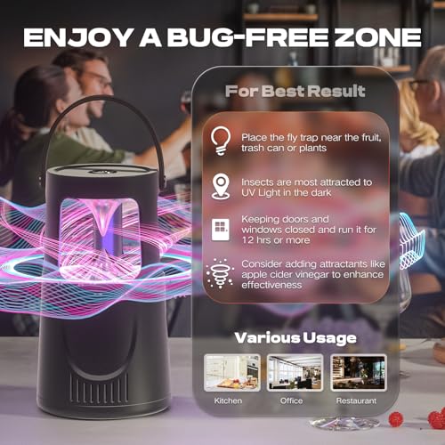 Fly Traps Indoor, Fruit Fly Trap for Home, Flying Insect Trap with Suction, Mosquito Traps Indoor & 10 Pcs Sticky Glue Boards, Gnat Traps for House Indoor