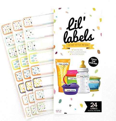 Bottle and Food Labels, Write-On, Freezer Safe, Self-Laminating, Waterproof Kids Name Labels for Baby Bottles, Sippy Cup for Daycare School, Dishwasher Safe (Playful Patterns) - color: Playful Pattern