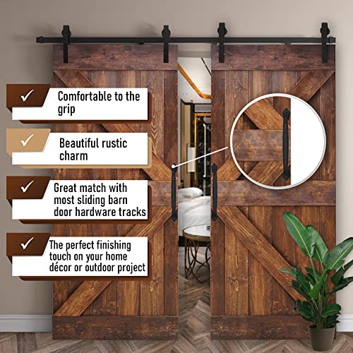 2-Pack 10 Inch Diamond Tapered Barn Door Handle - Black Cast Iron Pull for Sliding Doors, Gates, Sheds, Fences, Closets - Indoor Outdoor Farmhouse Hardware - size: 10" - 2 Pack, style: Diamond Tapered