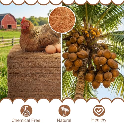 50 Pack Chicken Nesting Pads 11.8x11.8 Inch Natural Coconut Fiber Laying Hen Nest Box Liners Nesting Pads for Chicken Coop Bedding Fit Most Nest Boxes