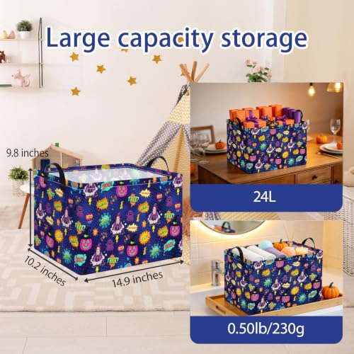NTAOHAMPER Rectangular Storage Basket Empty,Storage Bin with Handles,Room Decor,Gift Basket,Book Box(Pop Halloween) - color: Pop Halloween