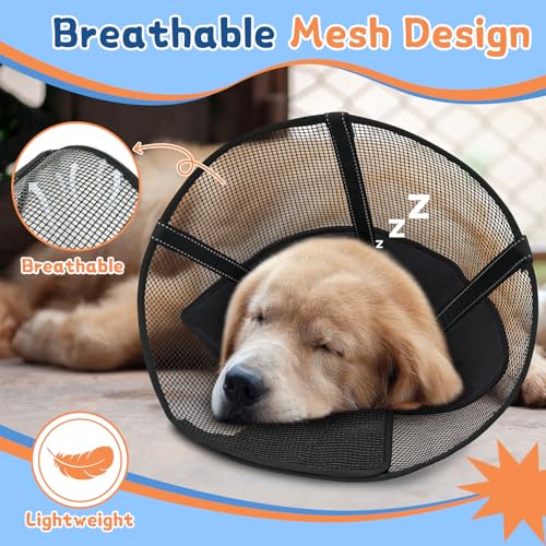 Dog Cone Collar Soft to Stop Licking Surgery Recovery Alternative | Large Medium Dogs, Breathable Mesh, Detachable Soft Liner, Surgery Spay Neuter Wound Care, Adjustable, Comfortable, Clear - color: Black and Blue, size: XS(Depth: 6.1in, Girth: 9.8-11.6in