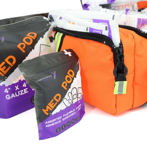 Lightning X Value Compact Medic First Responder EMS/EMT Stocked Trauma Bag w/Basic Fill Kit A - Orange - color: Orange