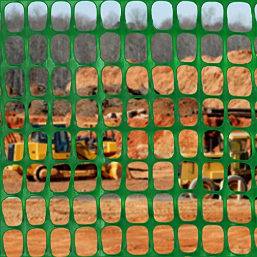 Ashman Plastic Mesh Fence, Construction Barrier Netting, Green, 4'x200' Feet, 1 Roll, Garden Fencing, Fences Wrap, Above Ground, for Snow, Poultry, Chicken, Deer, Patio, Garden Netting, Green 200 FT - color: Green, size: 200 FT