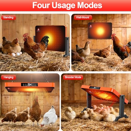 Chick Brooder Heater Plate,200 Watts Chicken Heating Brooder Plate with Adjustable Height & Temperature Display &12H Timer,Safe Chick Brooding Heater for Chicks,Quail,Ducklings