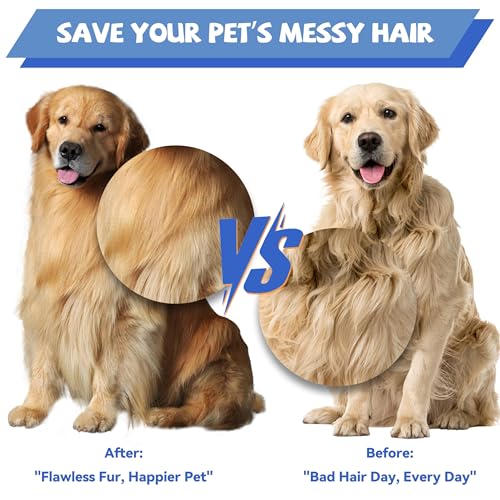 8.5 Inch Dual Tooth Pet Comb for Mats and Tangles，Professional Grooming Comb Removing Excess Hair for Long-Haired Cats and Dog Kit,Prevent Undercoat, Excess Hair,Mats and Tangles,Pet Essential - color: Navy