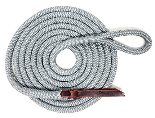 Double Braid Lead Rope with Eye Splice Loop, 12-14FT Lengths (Grey, 14 ft.) - color: Grey, size: 14 ft.