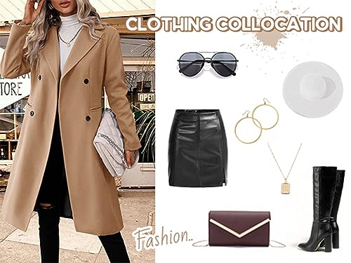 Danedvi Womens Long Double Breasted Coats Lapel Collar Pea Coat Winter Slim Fit Jackets Trench Coat Outwear - color: Beige, size: XX-Large
