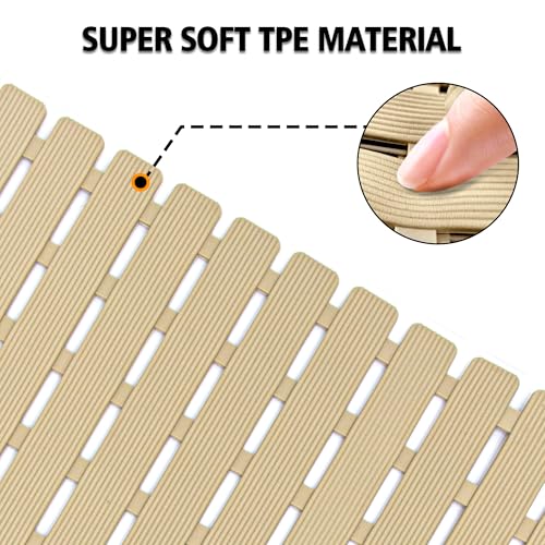 MBOSS Bathtub Mat Non Slip,Super Soft Bath Mat for Tub 24 X 24 Inch,Shower Mat with Suction Cups and Drain Holes,Non Slip Bathtub Mat for Elderly Bathroom - color: Brown