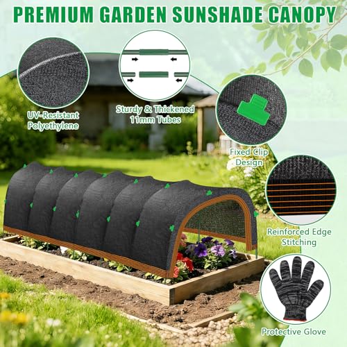 79"x40" Upgraded Garden Shade Kit, 75% Garden Shade Cloth with 11mm Hoops | Garden Sun Shade Cloth for Plants Heat Protection, Raised Garden Bed Shade Cover Plant Sun Shade for Outdoor Plant Vegetable - size: 79"x40" Shade Cloth with Hoops-1 Pack