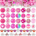 28 Pcs Chunky Bubblegum Beads and 84 Pcs Large Hole Spacer Beads | Total 112 Pcs Beads for Pens, 16/17/20mm Focal Bead for Beadable Pens, Large Beads for Jewelry Making Keychain - color: Rose red