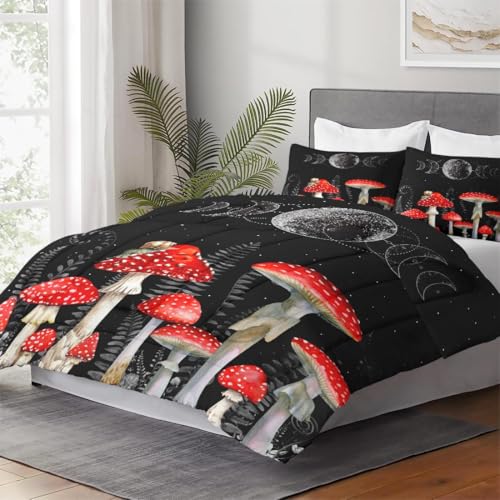 WeCozy Twin Comforter Set, 2 Pieces Mushroom Wildflower Bedding, All Season | Dandelion Flower Summer Moon Phases Soft Comforter with 1 Pillowcase for Kids and Adults Room Bedroom Bed Decor - color: Multi 14, size: Twin