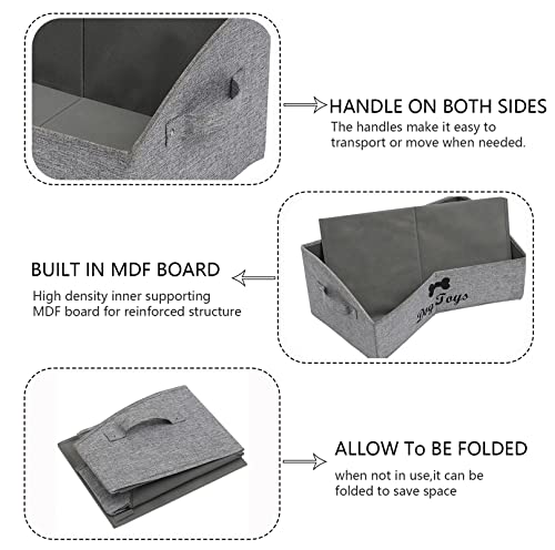 Foldable Fabric Trapezoid Organizer Box - Collapsible Basket for Dog Toys (Gray) - color: Gray, size: Large - Dog Toys