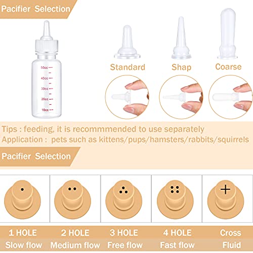 Sadnyy Puppy Nursing Bottle Kit, 17 Pcs for Kittens,Puppy and Newborn Pet | 2 Bottles, 8 Nipples, 5 Syringes, 2 Brushes, Newborn Kitten Puppy Rabbit Milk Feeding , 1ml 5ml 10ml Syringe Set