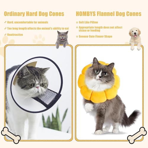 HOMBYS Soft Dog Cone for Dogs and Cats, Cute & Fluffy Flower Shape for Calming, Adjustable Dog Collar Alternative After Surgery, Protective Elizabethan Collar for Dogs Recovery & Stop Licking, S - size: S